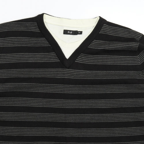 F&F Womens Grey Striped Knit Pullover Jumper Size M