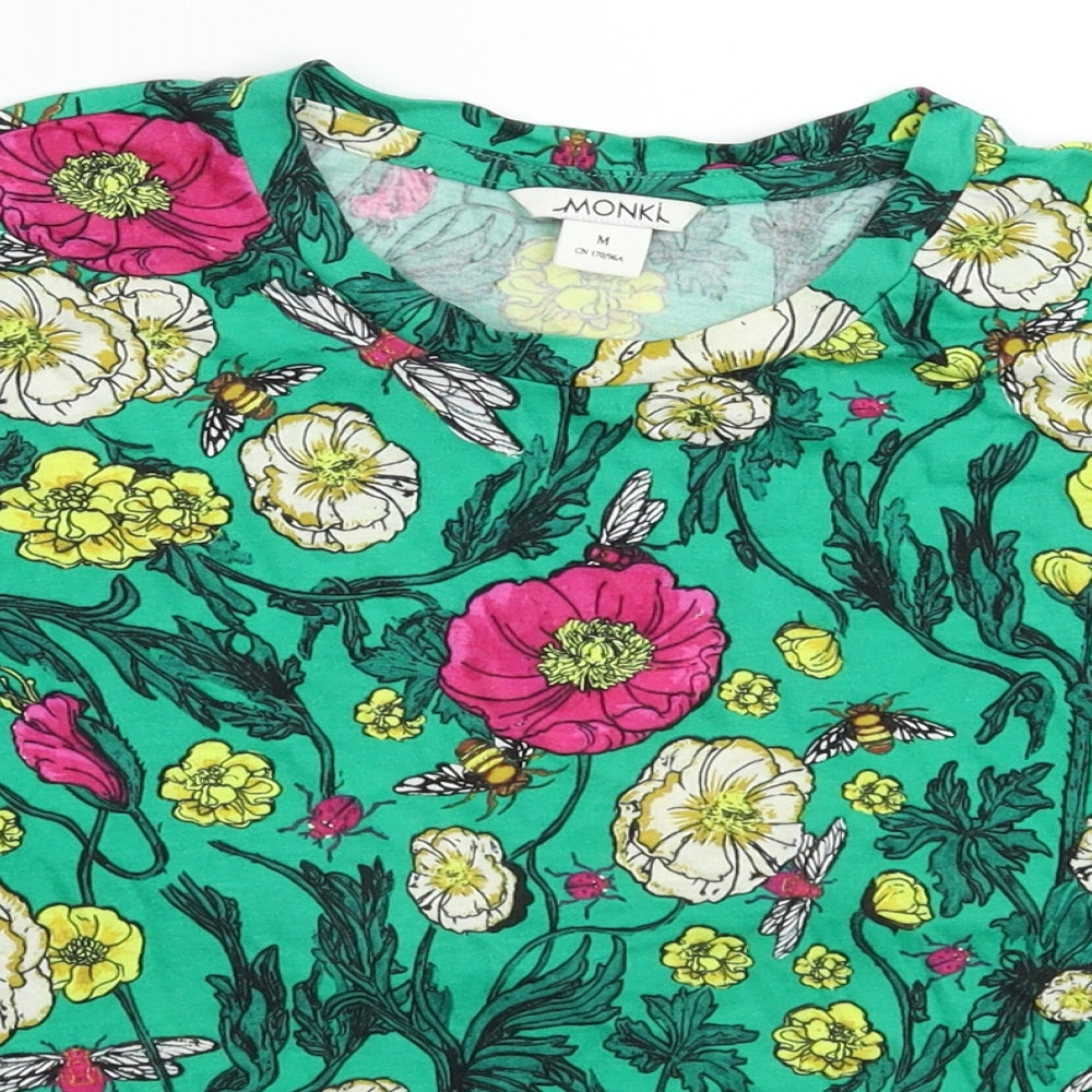 Monki Womens Green Floral  Cropped T-Shirt Size M