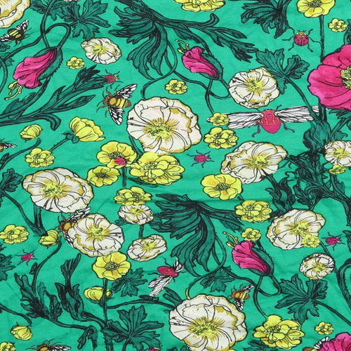 Monki Womens Green Floral  Cropped T-Shirt Size M