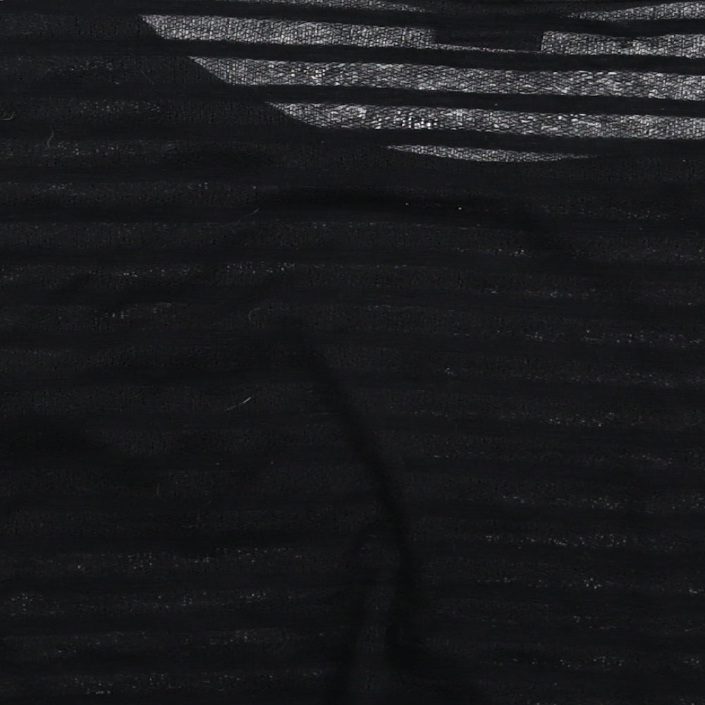 Sparkle & Fade Womens Black Striped  Cropped T-Shirt Size L