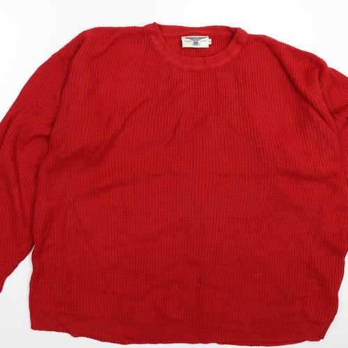 Pierre Leon Womens Red  Knit Pullover Jumper Size L