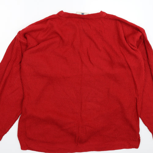 Pierre Leon Womens Red  Knit Pullover Jumper Size L