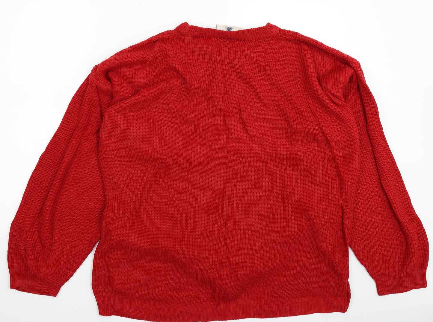Pierre Leon Womens Red  Knit Pullover Jumper Size L