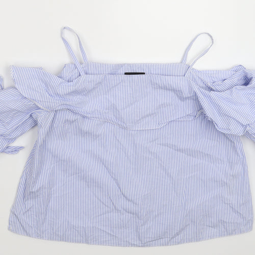 Topshop Womens Blue Striped  Basic T-Shirt Size 8