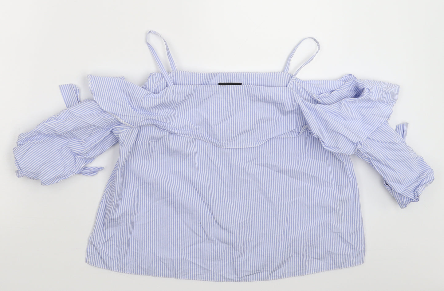 Topshop Womens Blue Striped  Basic T-Shirt Size 8