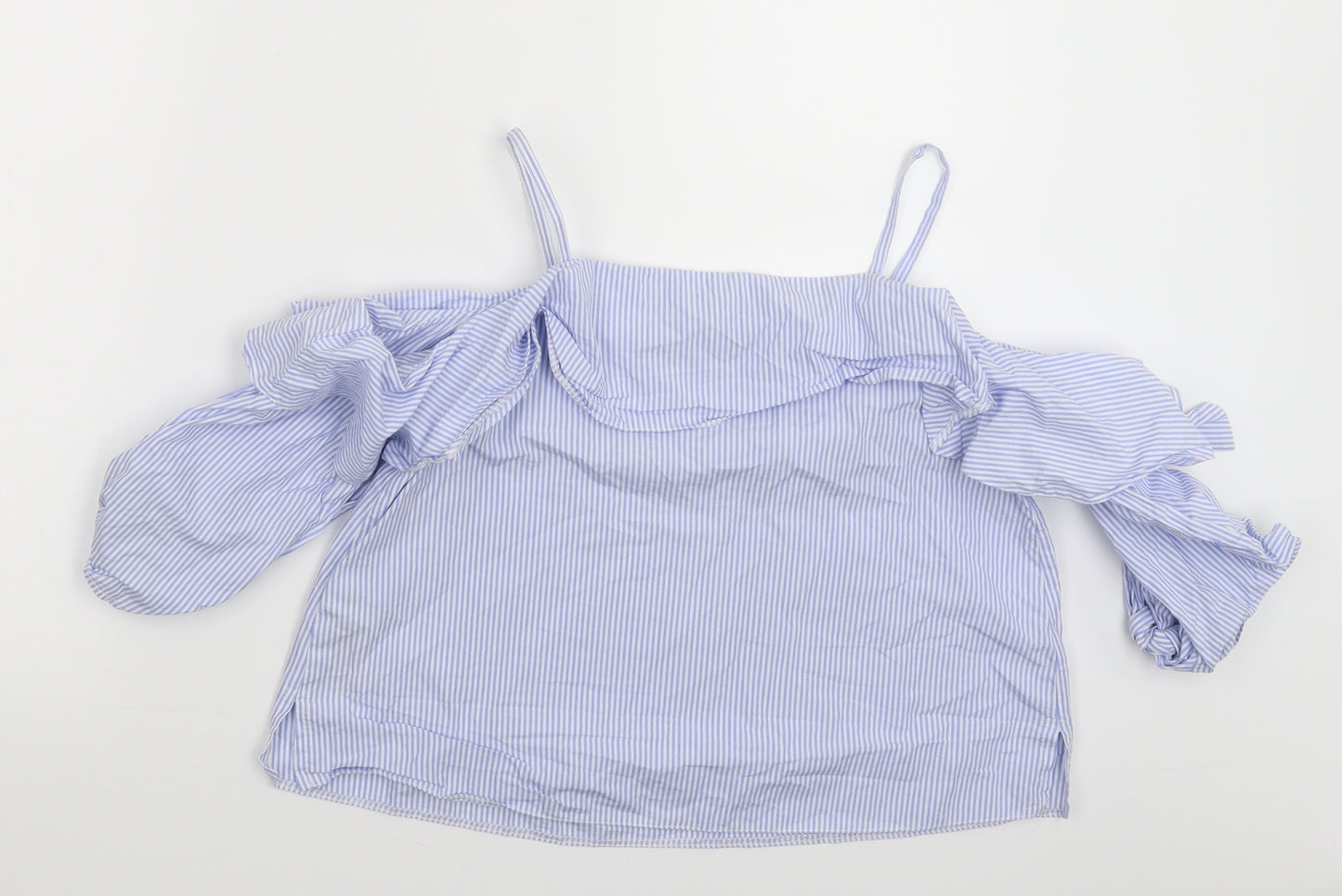 Topshop Womens Blue Striped  Basic T-Shirt Size 8