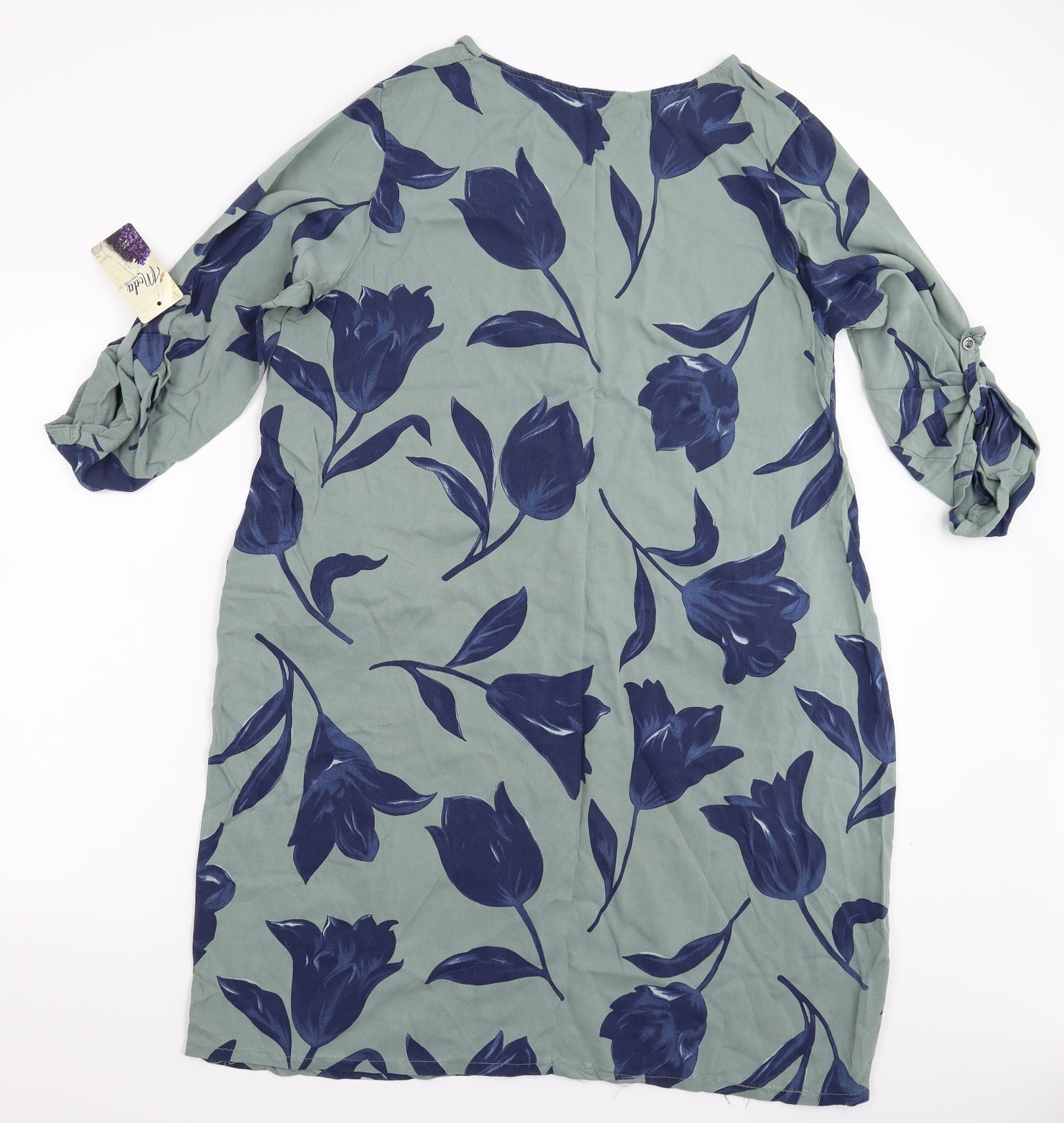 Moda Womens Grey Floral  Shirt Dress  Size 24