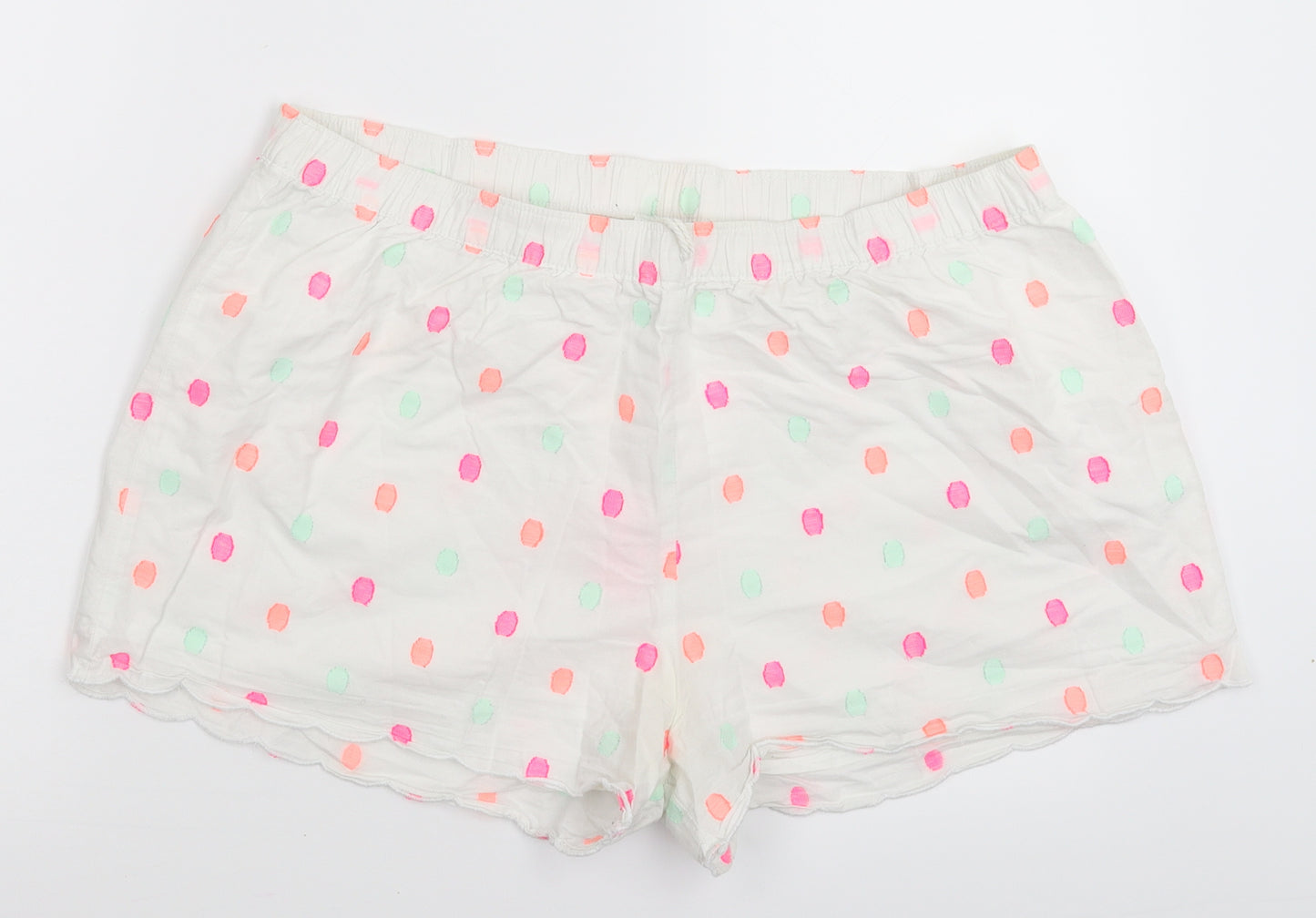 F&F Womens White Polka Dot  Cami Sleep Shorts Size 18
