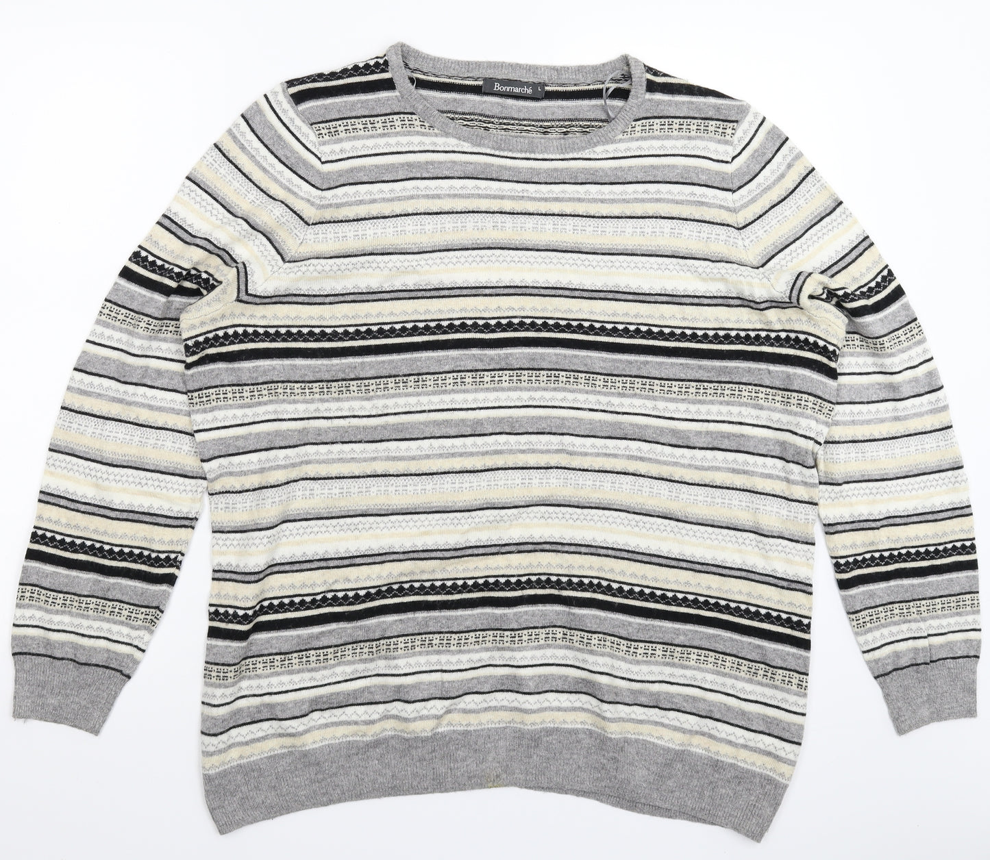 Bonmarché Womens Multicoloured Geometric Knit Pullover Jumper Size L