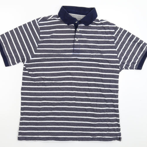 Marks and Spencer Mens Blue Striped   Polo Size L