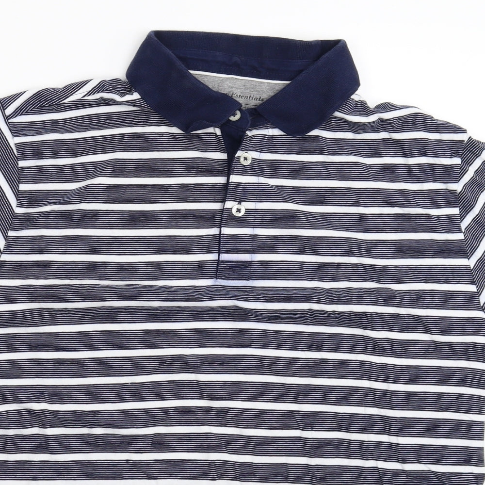 Marks and Spencer Mens Blue Striped   Polo Size L
