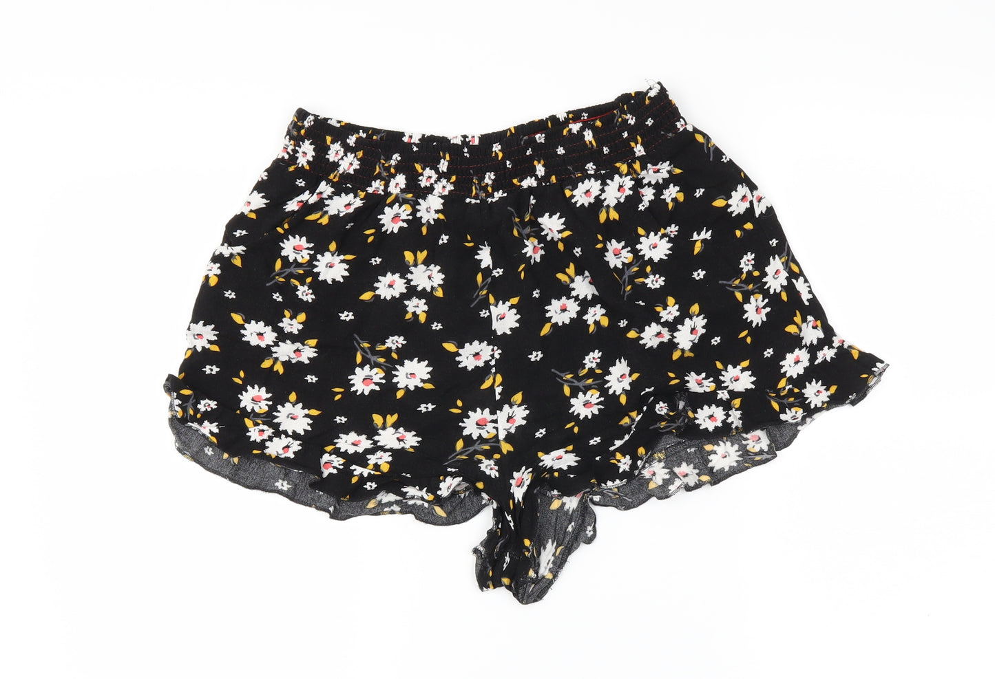 Candy Womens Black Floral  Sweat Shorts Size 16