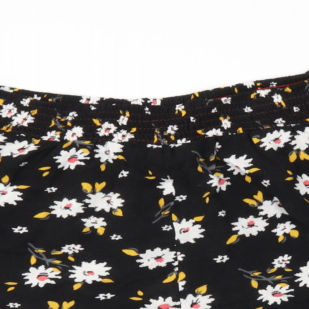 Candy Womens Black Floral  Sweat Shorts Size 16