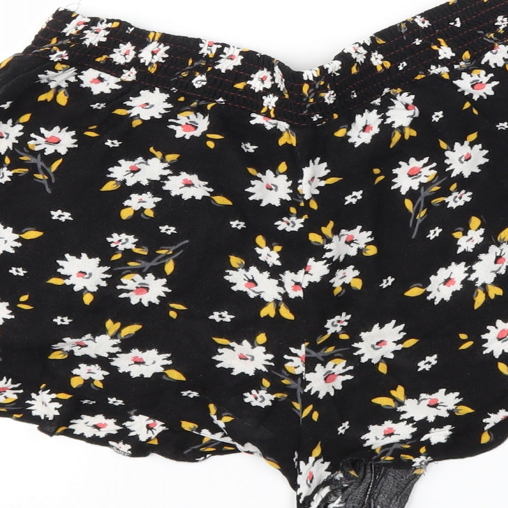 Candy Womens Black Floral  Sweat Shorts Size 16
