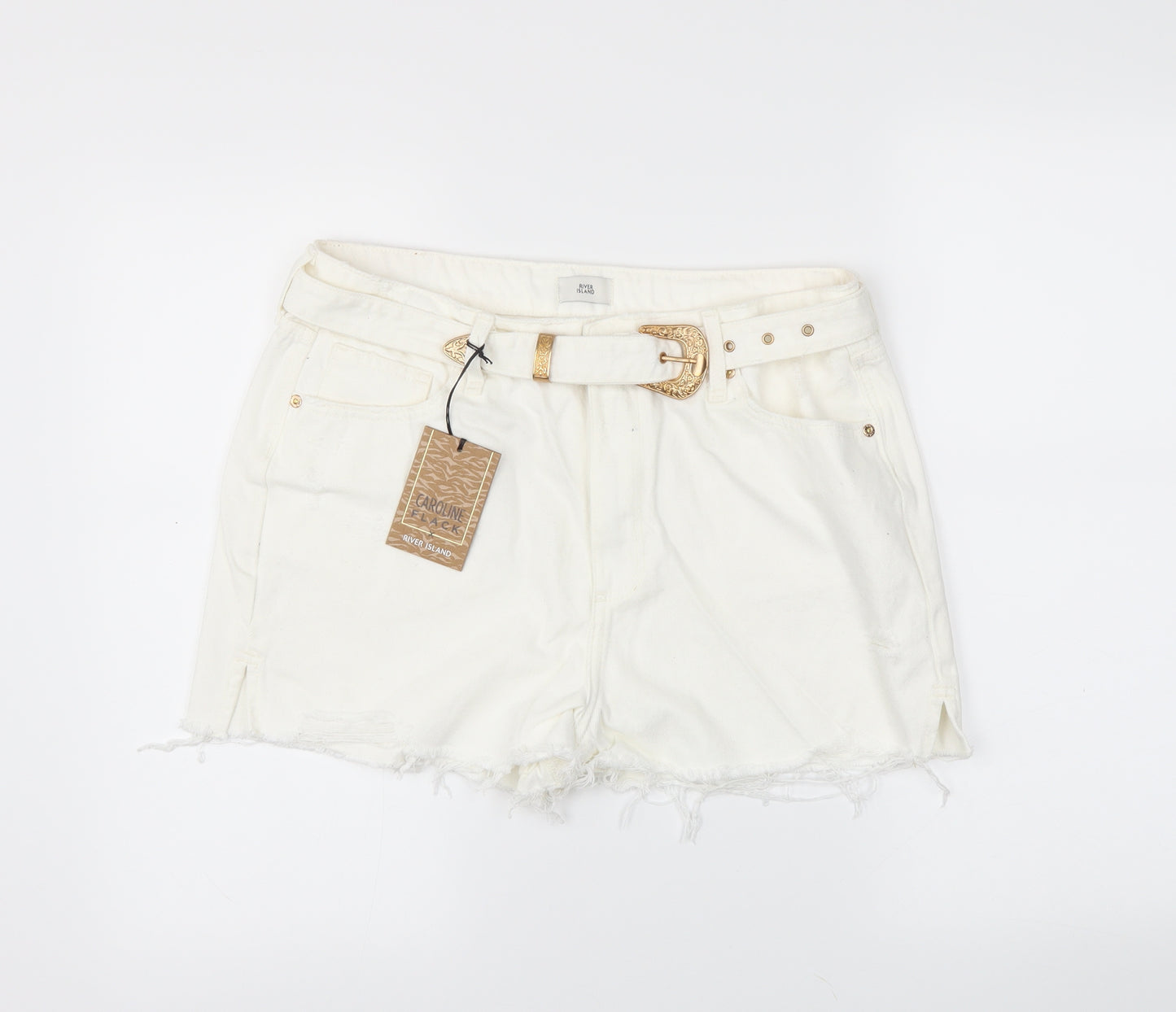 River Island Womens White   Hot Pants Shorts Size 14