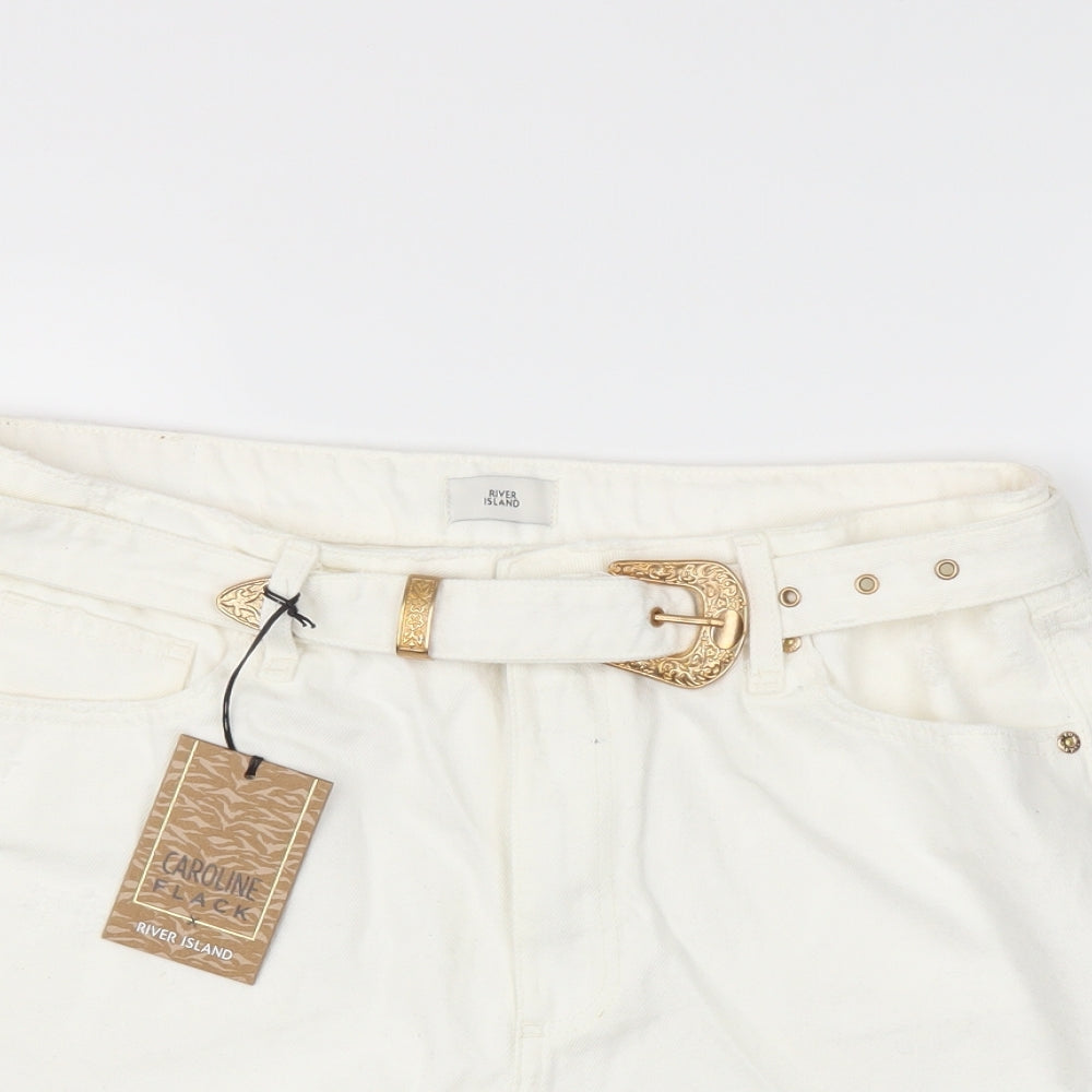 River Island Womens White   Hot Pants Shorts Size 14