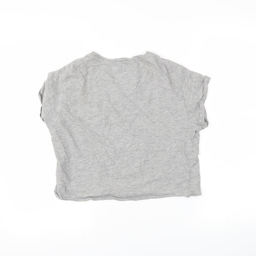915 Girls Grey   Cropped T-Shirt Size 14-15 Years
