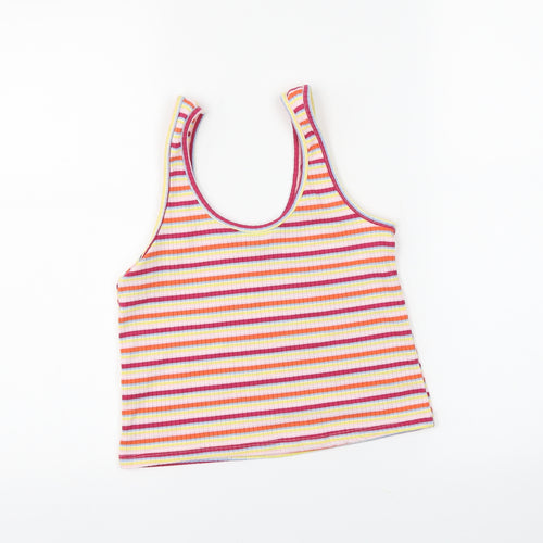 Primark Womens Pink Striped  Cropped Tank Size 14