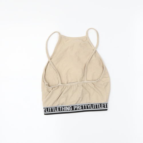 PRETTYLITTLETHING Womens Beige   Cropped T-Shirt Size 6