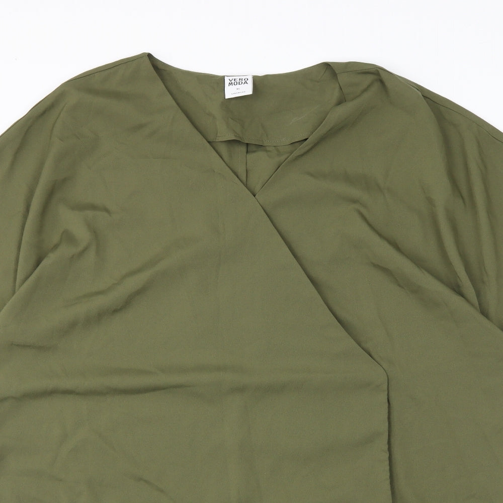 VERO MODA Womens Green   Wrap Button-Up Size XL