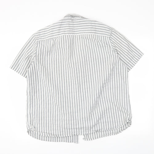 M&S Mens Grey Striped   Button-Up Size XL