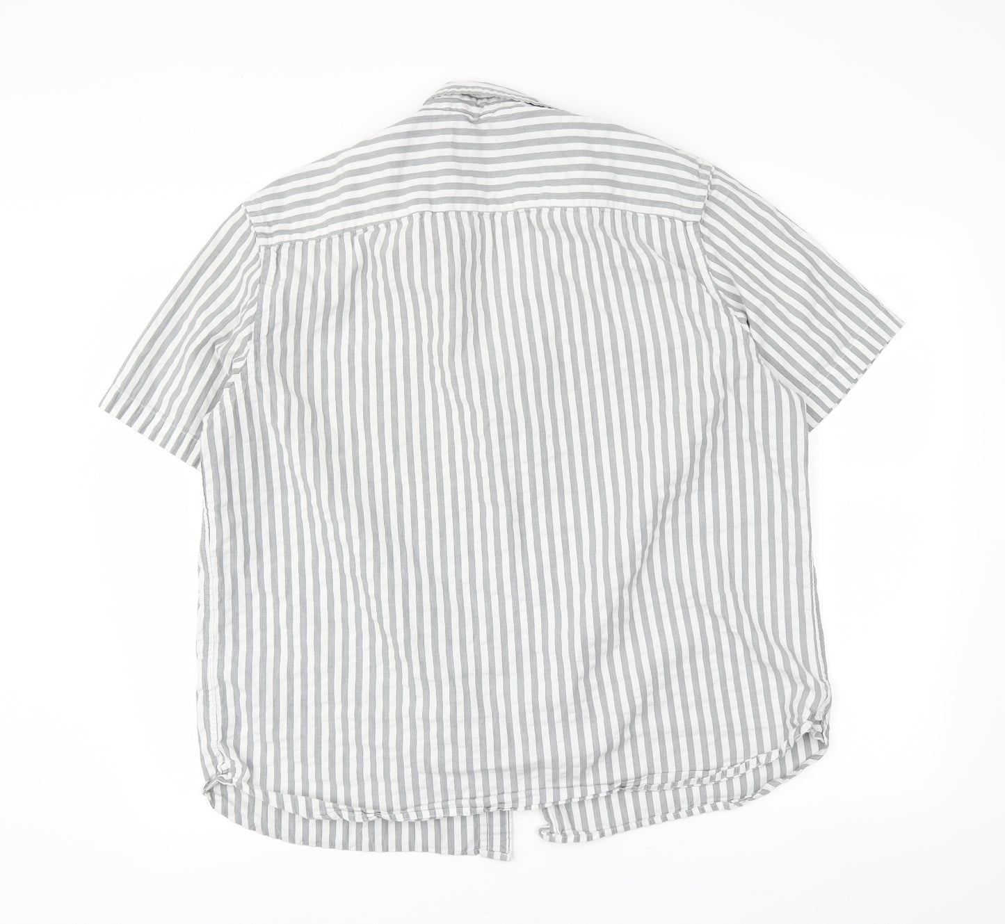 M&S Mens Grey Striped   Button-Up Size XL