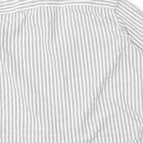 M&S Mens Grey Striped   Button-Up Size XL
