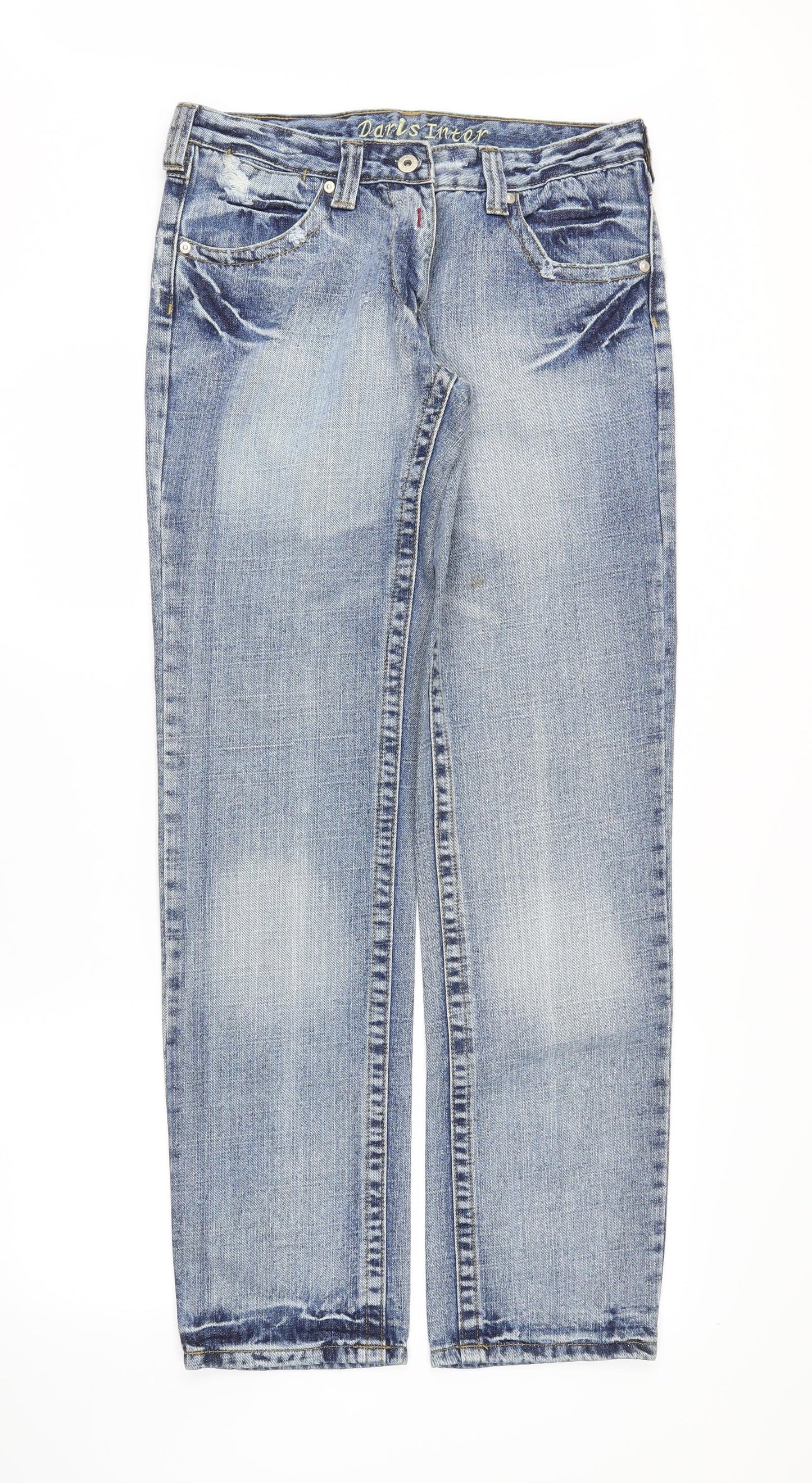 Preworn Womens Blue  Denim Straight Jeans Size 14 L32 in