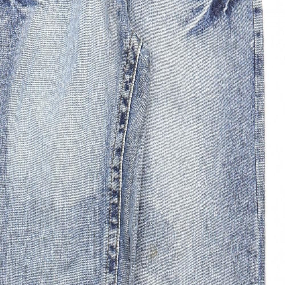 Preworn Womens Blue  Denim Straight Jeans Size 14 L32 in