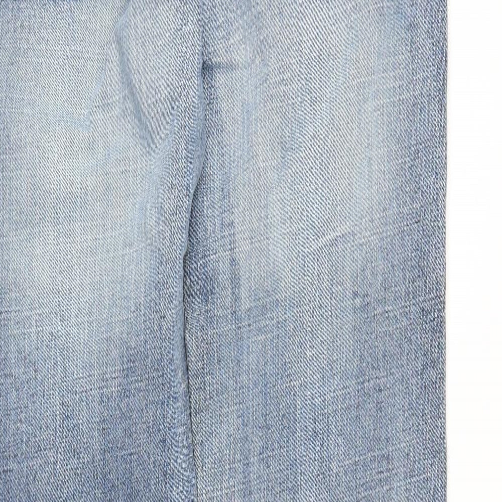 Preworn Womens Blue  Denim Straight Jeans Size 14 L32 in