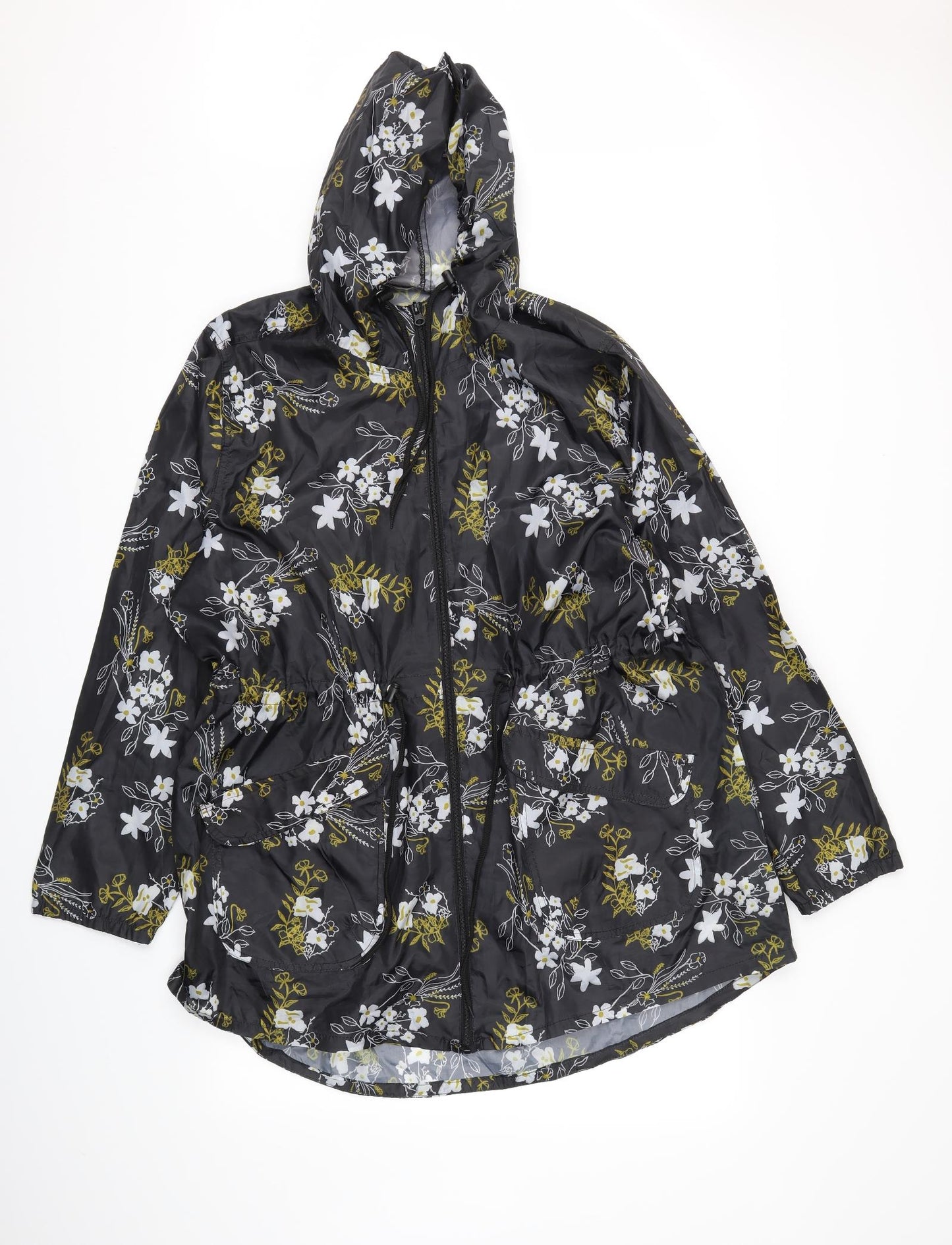 intuition Womens Black Floral  Rain Coat Coat Size 20