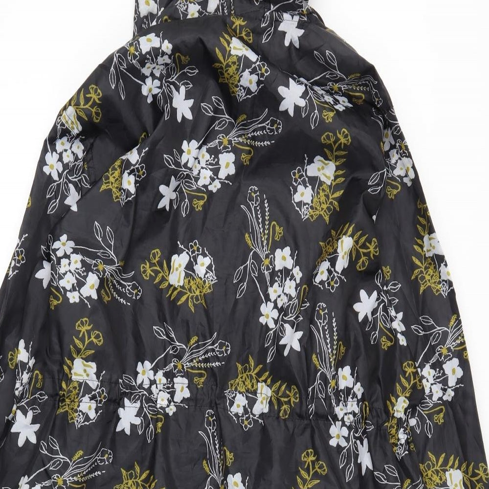 intuition Womens Black Floral  Rain Coat Coat Size 20