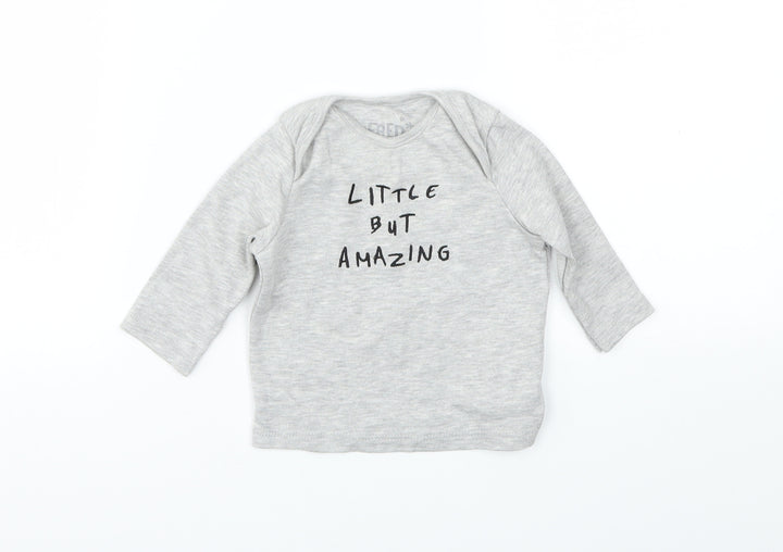 F&F Girls Grey   Basic T-Shirt Size 0-3 Months