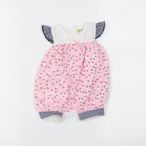 Hullabaloo Girls Pink Polka Dot  Romper One-Piece Size 0-3 Months