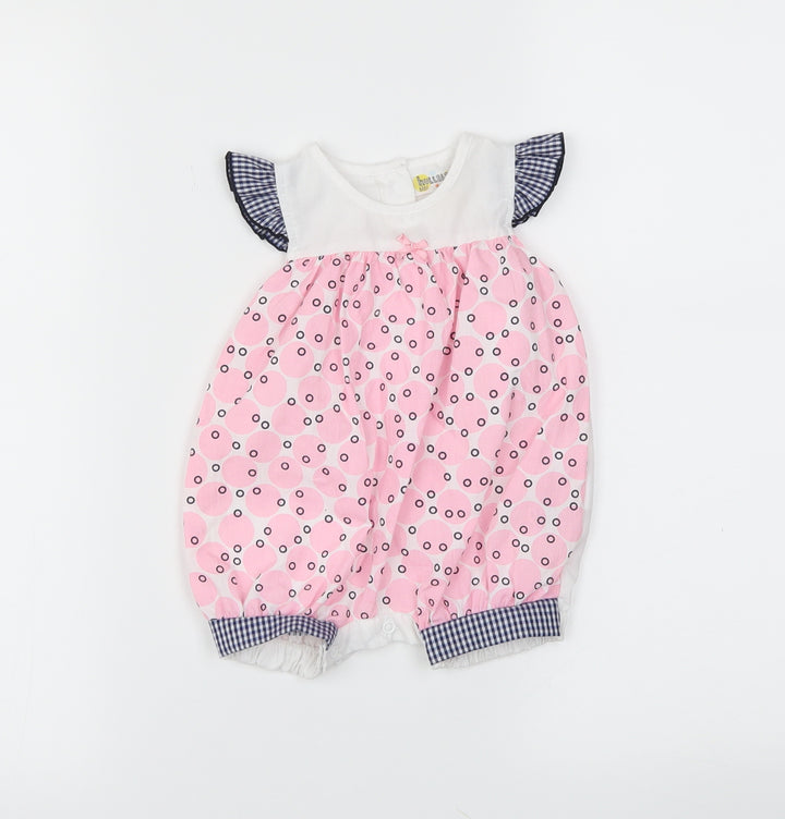 Hullabaloo Girls Pink Polka Dot  Romper One-Piece Size 0-3 Months