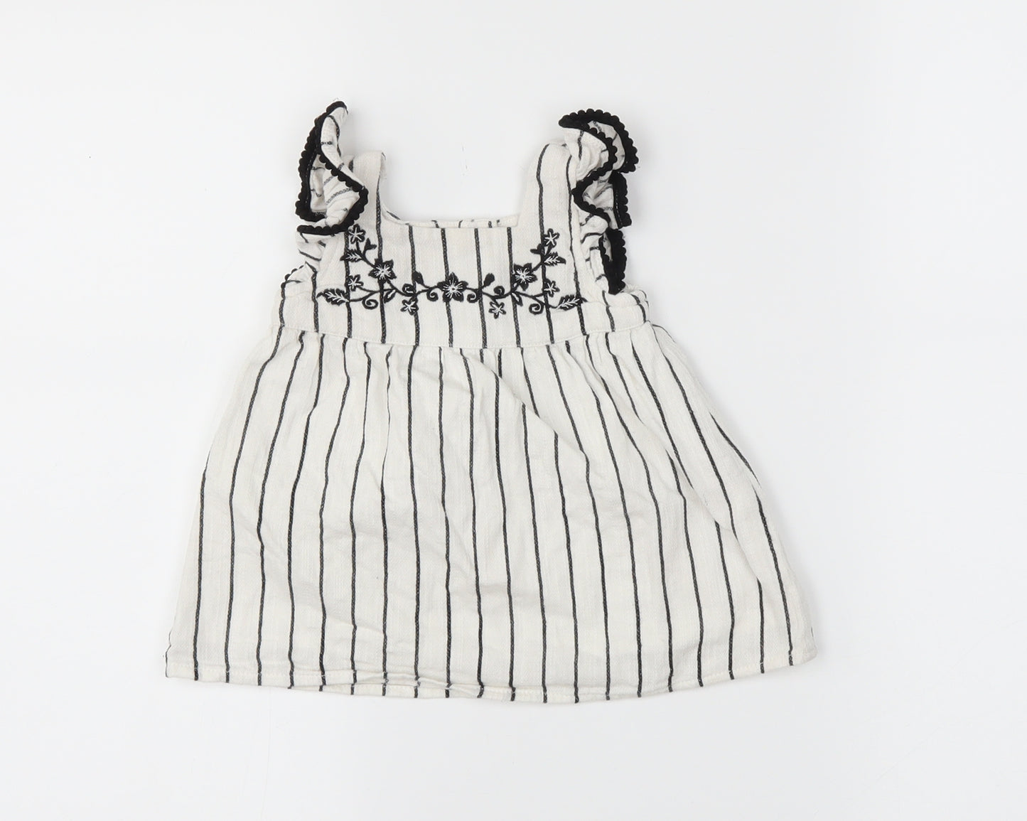 Primark Girls White Striped  Trapeze & Swing  Size 0-3 Months
