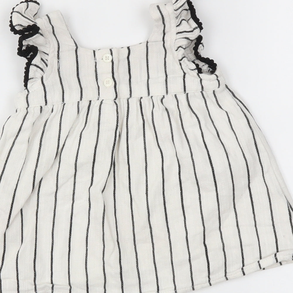 Primark Girls White Striped  Trapeze & Swing  Size 0-3 Months