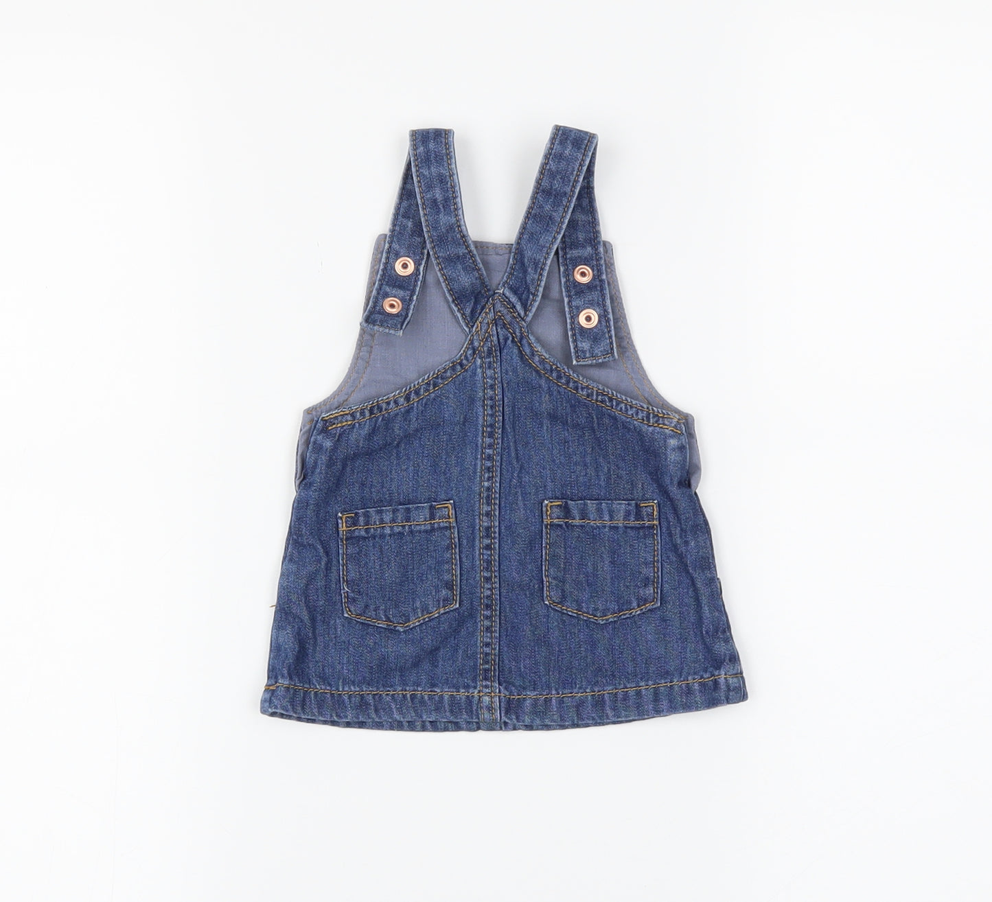 F&F Girls   Denim Pinafore/Dungaree Dress  Size 0-3 Months