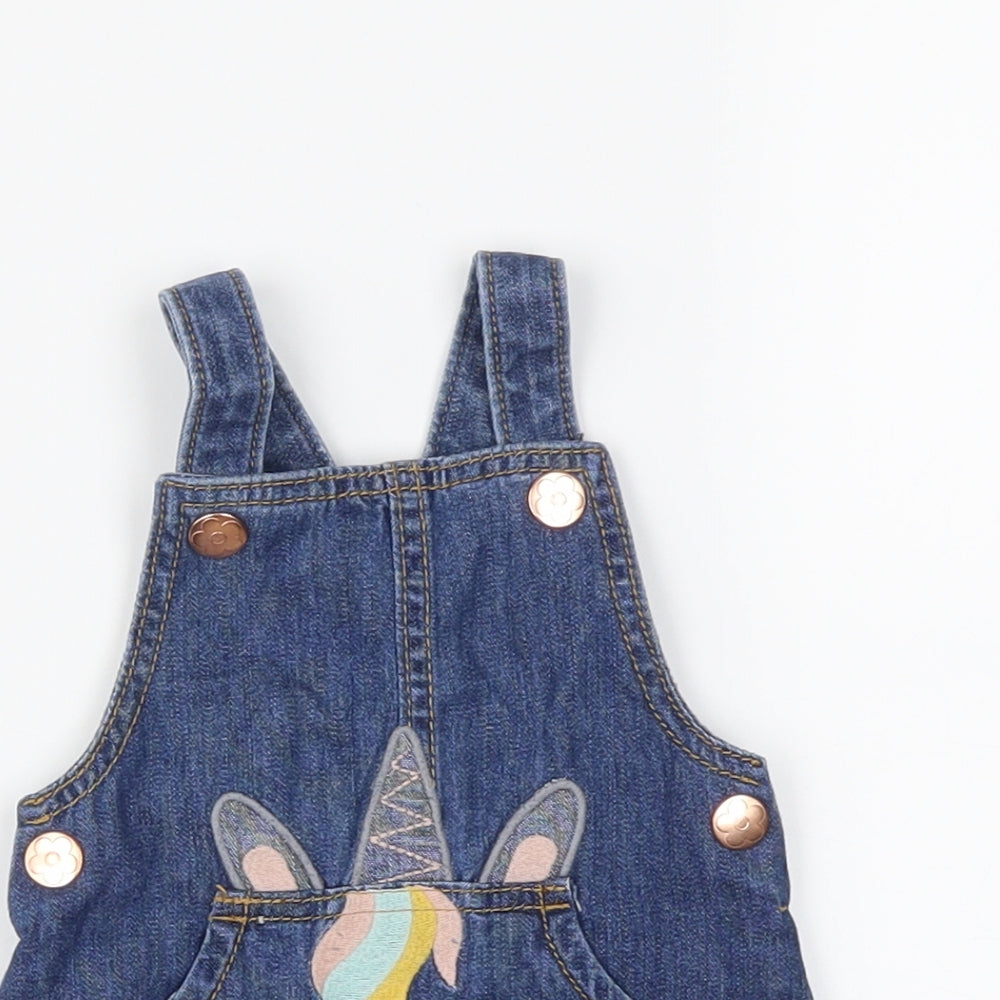 F&F Girls   Denim Pinafore/Dungaree Dress  Size 0-3 Months