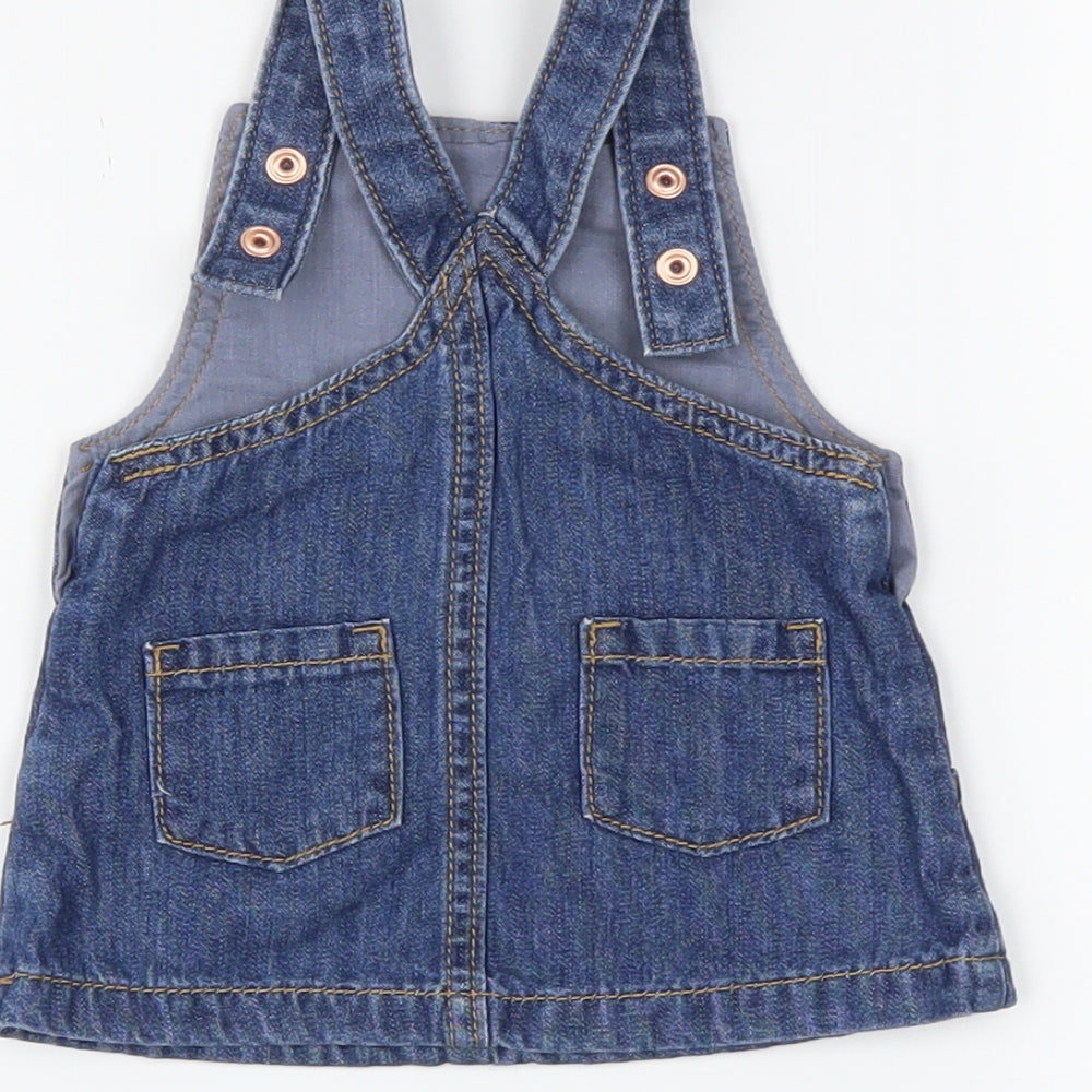 F&F Girls   Denim Pinafore/Dungaree Dress  Size 0-3 Months