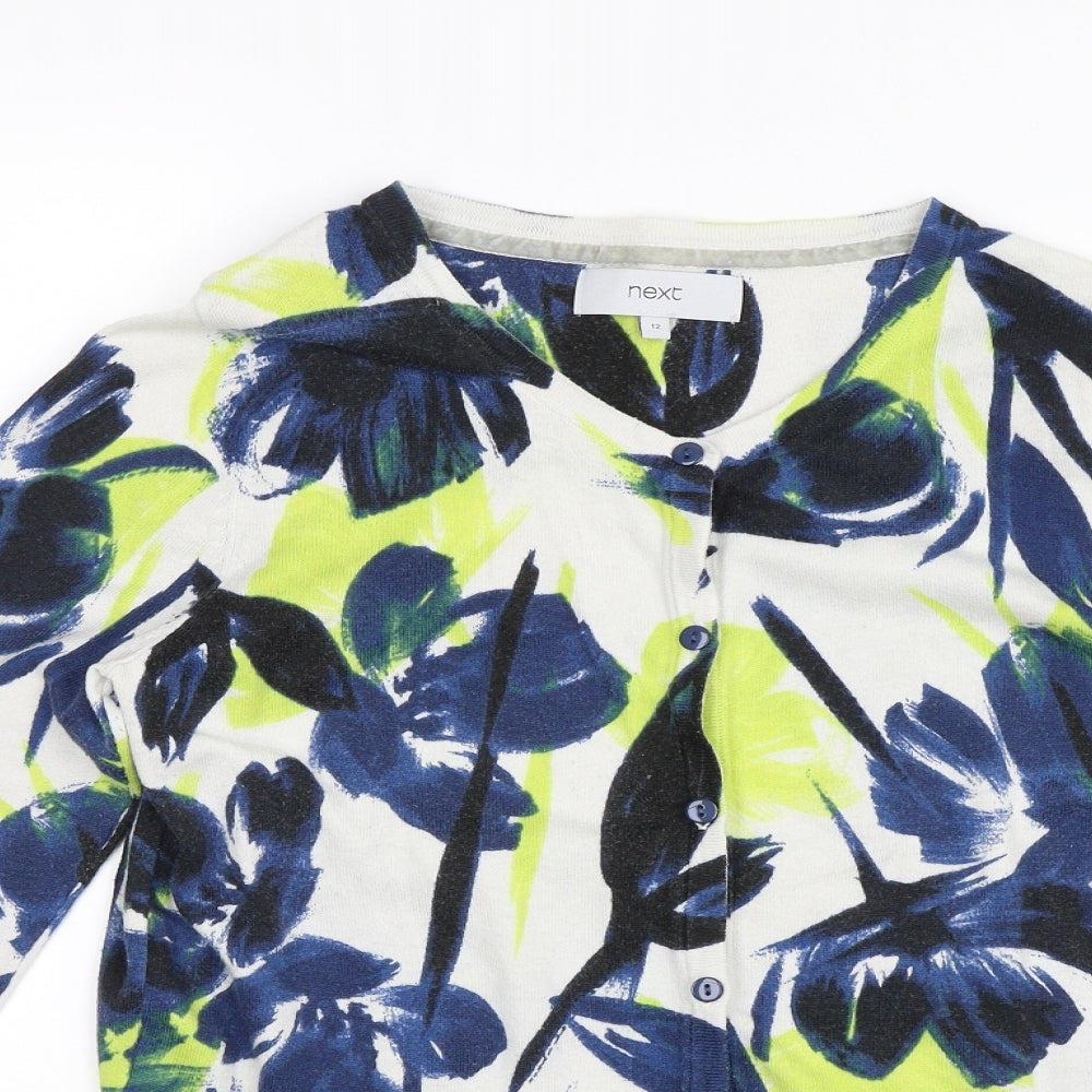 Nect Womens Blue Floral  Cardigan Jumper Size 12