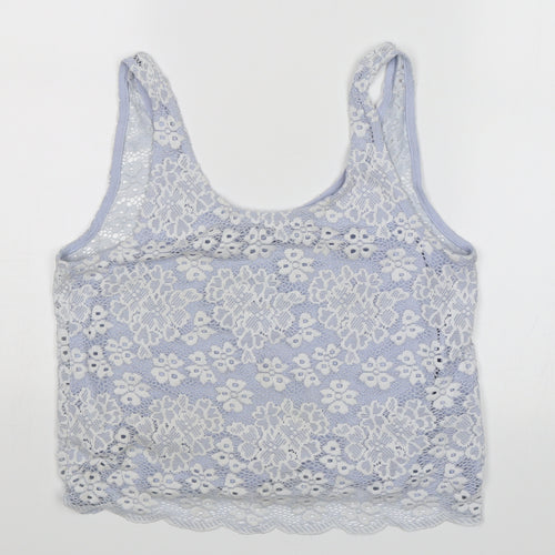 Topshop Womens Blue Floral  Cropped Tank Size 8