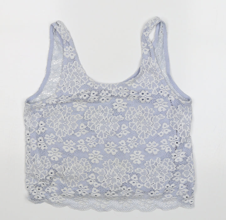 Topshop Womens Blue Floral  Cropped Tank Size 8