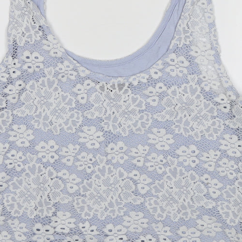 Topshop Womens Blue Floral  Cropped Tank Size 8