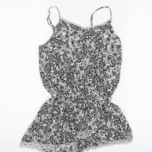 Love to Lounge Womens Black Paisley  Romper One-Piece Size 10