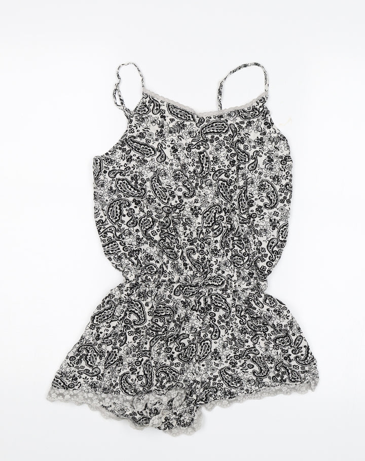 Love to Lounge Womens Black Paisley  Romper One-Piece Size 10