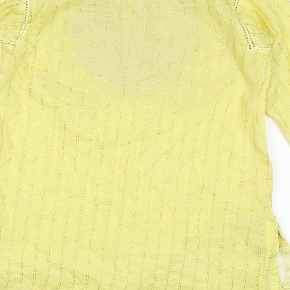 Marina B Womens Yellow Floral  Tunic Blouse Size 10
