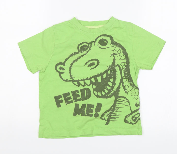 Rebel Boys Green Basic T-Shirt Size 3-4 Years - Dinosaur