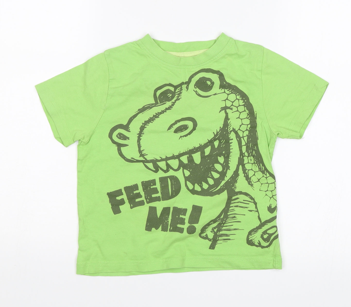Rebel Boys Green   Basic T-Shirt Size 3-4 Years  - Dinosaur