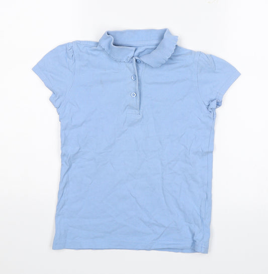 Front view of George girls’ blue basic polo, size 8-9, years